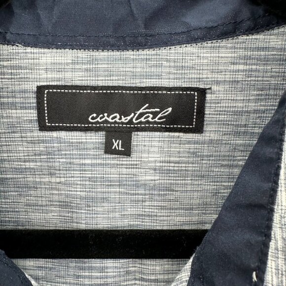 Coastal Mens Lightweight Blue Striped Short-Sleeve Button-Up Shirt XL - Picture 8 of 9